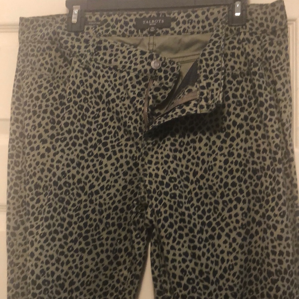 Green leopard pants
